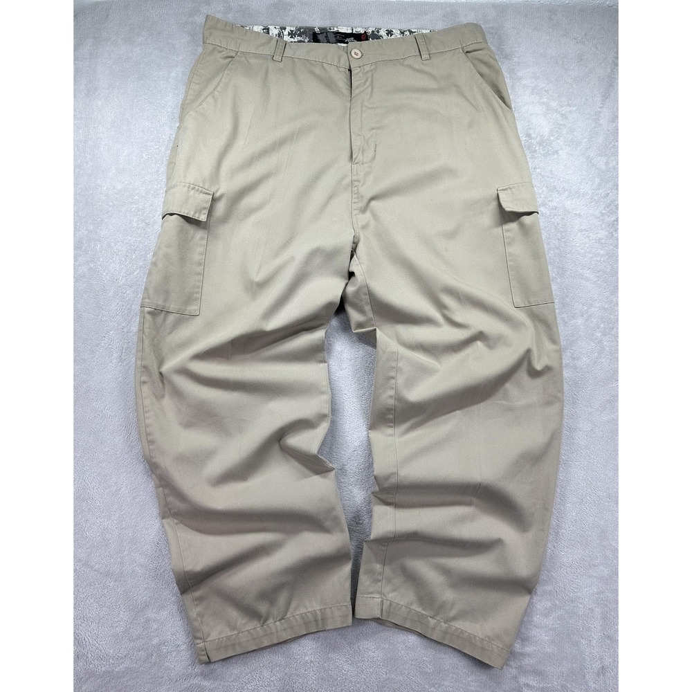 No Fear Cargo Pants Mens 38 Tan Relaxed Wide Leg Streetwear Graphic Skater Y2K